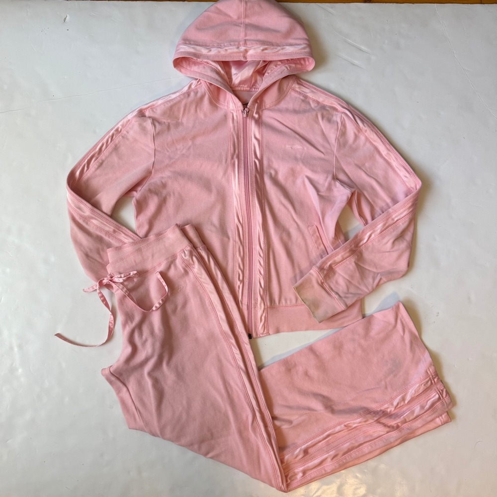 Y2K McBling Baby Pink Satin Trim Tracksuit Set S/M cotton coquette fall girly